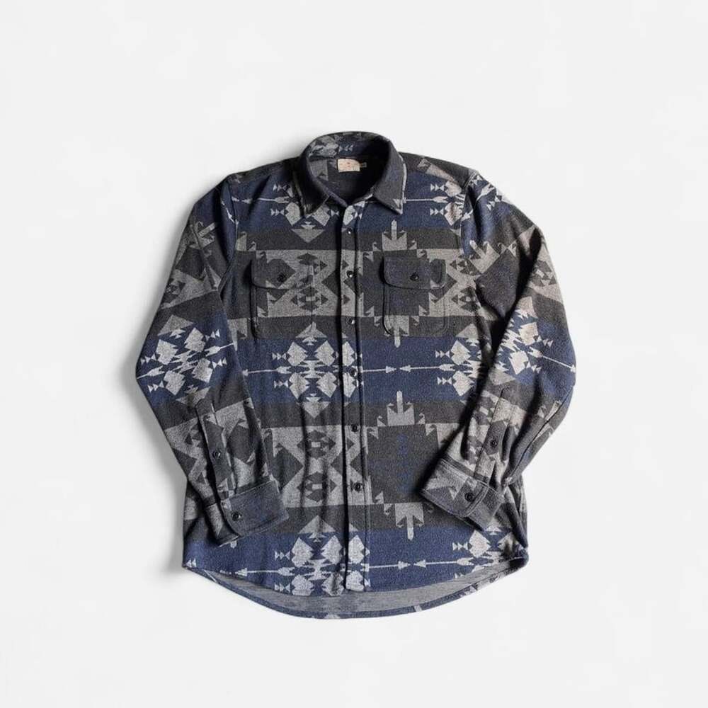Faherty Western Aztec Flannel Men’s Medium Black Blue Grey Lightweight Geometric